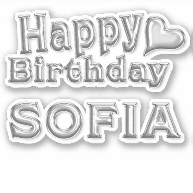 Pegatina Sofia Happy Birthday silver Aufkleber Sticker (Anverso)