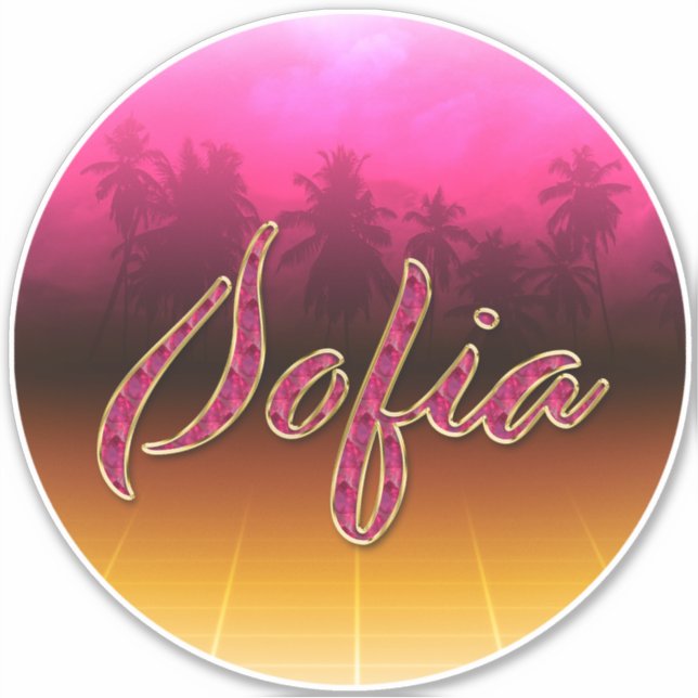 Pegatina Sofia Vorname Name golden pink Aufkleber Sticker (Anverso)