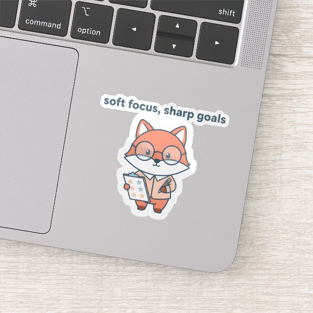 Pegatina Soft Focus Sharp Goals Sticker Cute Fox Motivation (Detalle)