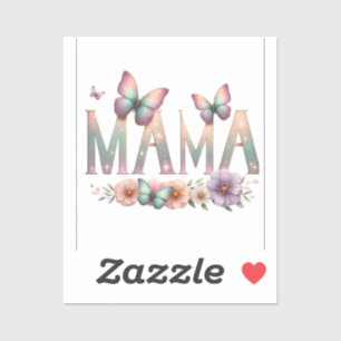 Pegatina Soft Pastel MOM with Butterflies – Elegant Mother'