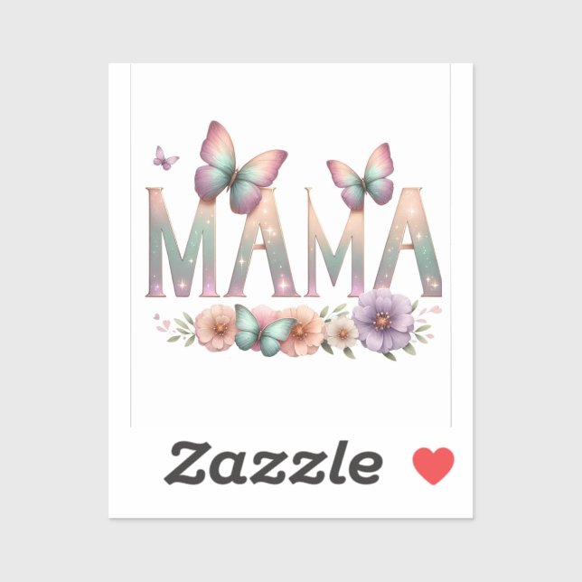 Pegatina Soft Pastel MOM with Butterflies – Elegant Mother' (Hoja)
