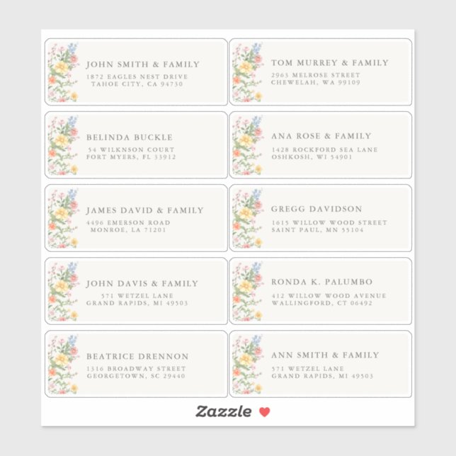 Pegatina Soft Pastel Ornate Spring Garde Guest Name Address (Hoja)