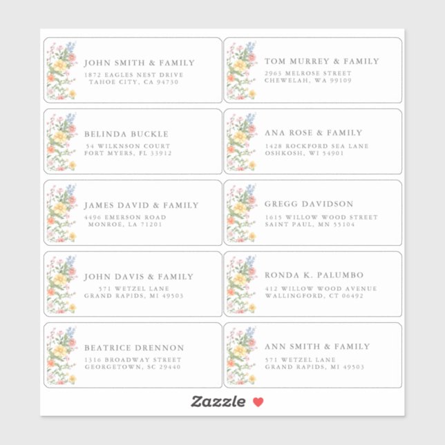 Pegatina Soft Pastel Ornate Spring Garde Guest Name Address (Hoja)