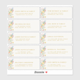 Pegatina Soft Pastel Ornate Spring Gold Guest Name Address
