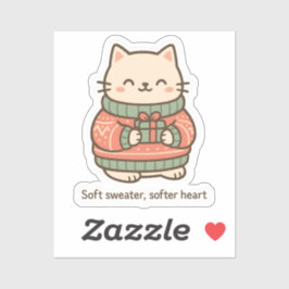 Pegatina Soft Sweater Softer Heart Sticker | Cute Cozy Cat 