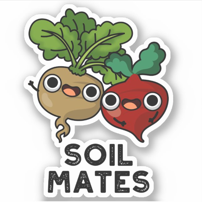Pegatina Soil Mates Funny Abeja Raíz Pun (Anverso)