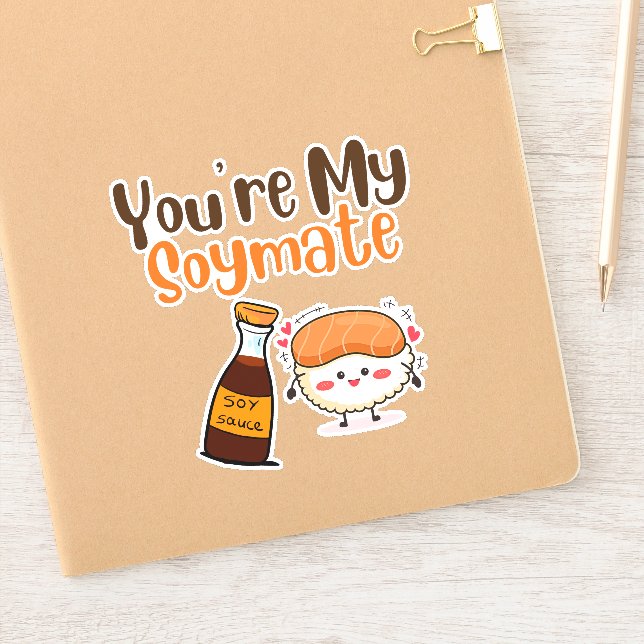 Pegatina sois mis parejas de soymate, soja y sushi (Cuaderno)