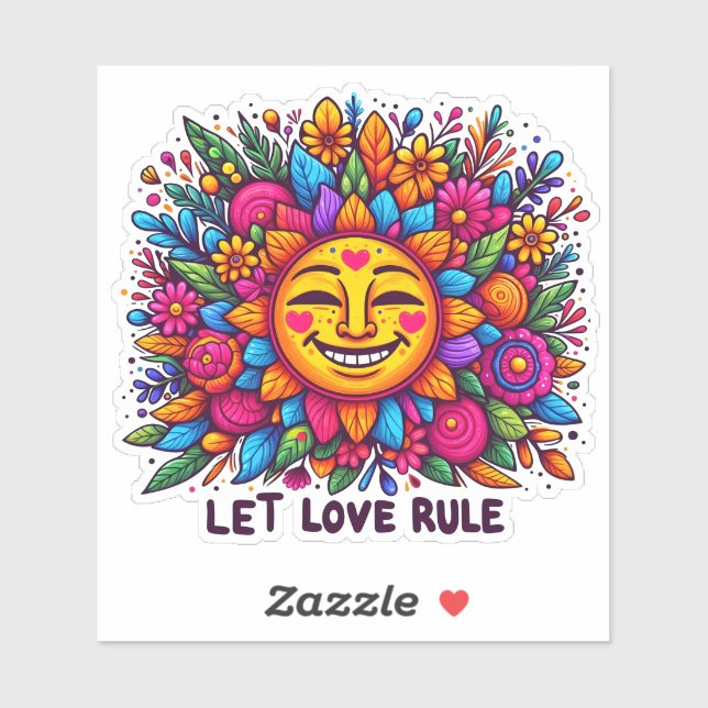 Pegatina Sol Alegre y Stickers Florales (Hoja)