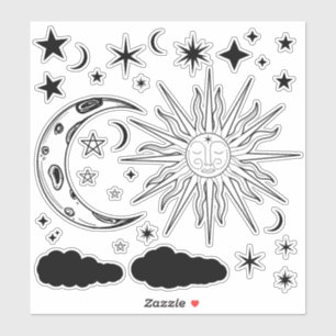 Pegatina Sol Luna & Astrología Esotérica Magia Estrellas