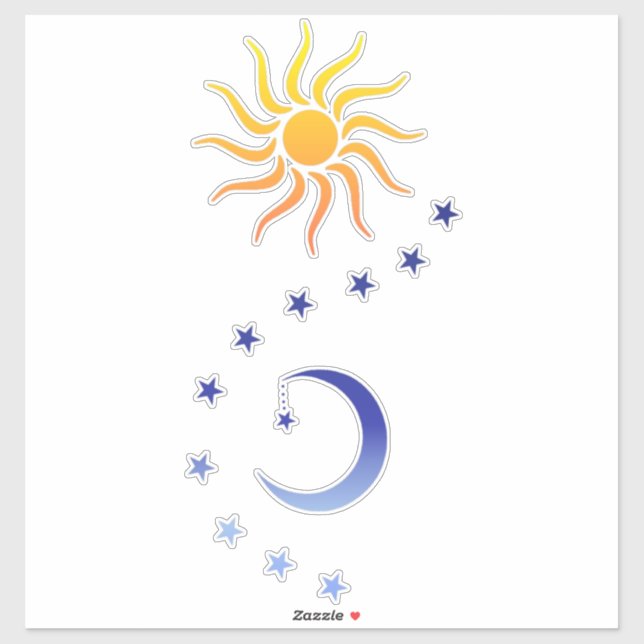 Pegatina Sol, luna y estrellas (Hoja)