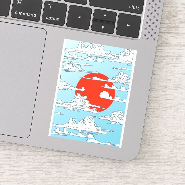 Pegatina Sol naciente en Japón (Detalle)