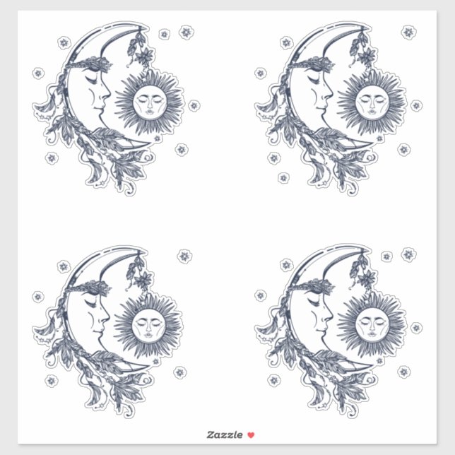 Pegatina Sol y Luna (Hoja)
