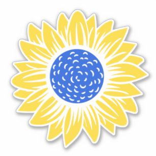 Pegatina Solidaridad de paz ucraniana con el girasol de Ucr