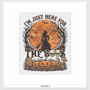 Pegatina Sólo Aquí Boos Halloween Bruja Luna Calabazas_1