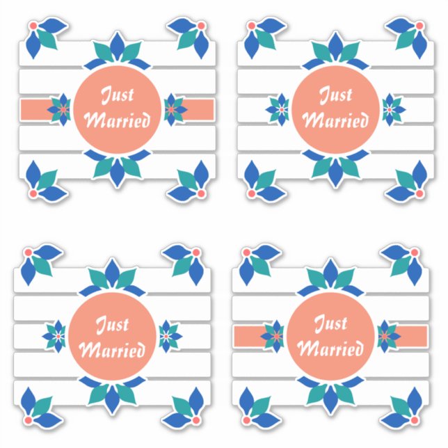 Pegatina Solo flores azules casadas puntas blancas (Anverso)