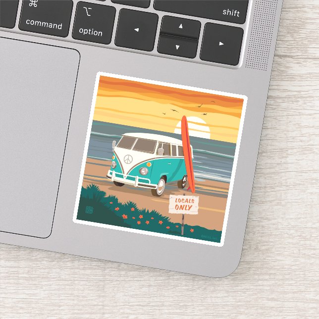 Pegatina Sólo locales | VW Surf Van (Detalle)