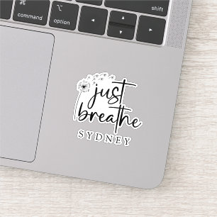 Pegatina Sólo respira el nombre personalizado de Dandelion