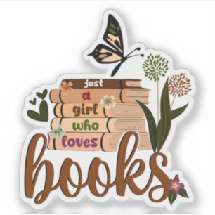 Pegatina SÓLO UN CHICA, libros de lectura de libros florale