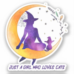 Pegatina Sólo un Chica que ama al gato