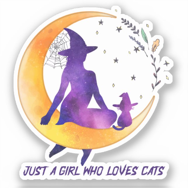 Pegatina Sólo un Chica que ama al gato (Anverso)
