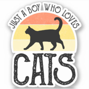 Pegatina Solo un chico que ama a los gatos