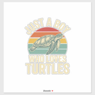 Pegatina Solo un chico que ama las tortugas Camiseta vintag