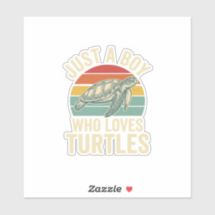 Pegatina Solo un chico que ama las tortugas Camiseta vintag