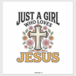 Pegatina Solo una chica que ama a Jesús Camiseta de cruz fl