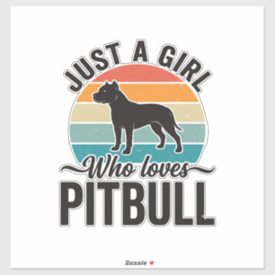 Pegatina Sólo una chica que ama el diseño vintage de pitbul