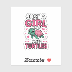 Pegatina Solo una chica que ama las tortugas Cute Turtle Ve