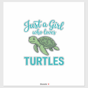Pegatina Solo una chica que ama las tortugas grabado vintag