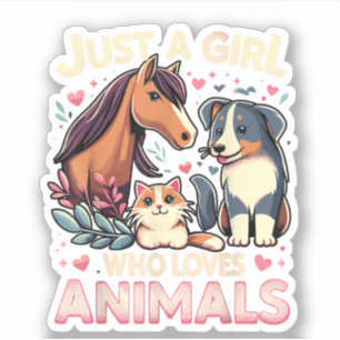 Pegatina Sólo Una Chica Que Ama Los Animales Adorable Amant