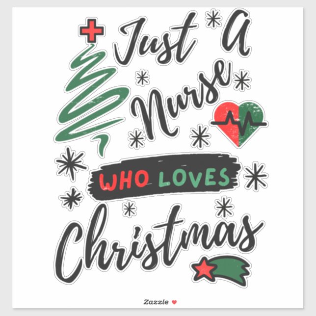Pegatina Sólo una enfermera que ama a los navidades-enferme (Hoja)