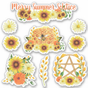 Pegatina Solsticio de verano Miel de girasol Abeja niños pa