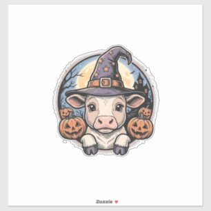Pegatina Sombrero de bruja de ternera de Halloween lindo gr