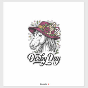 Pegatina Sombrero de caballo floral del día del derby graba
