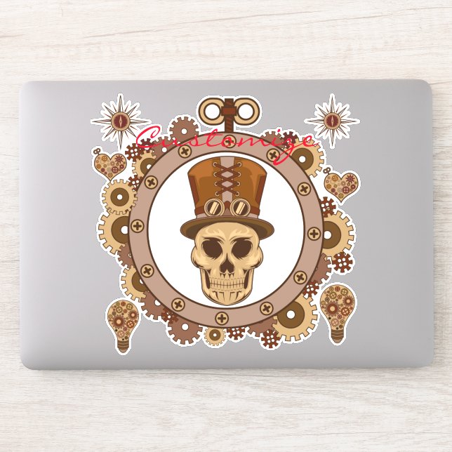 Pegatina Sombrero de copa alto con tema Steampunk Calavera  (Ordenador)