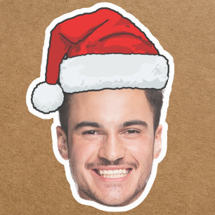 Pegatina Sombrero de Santa Foto de Cara Personalizada Navid