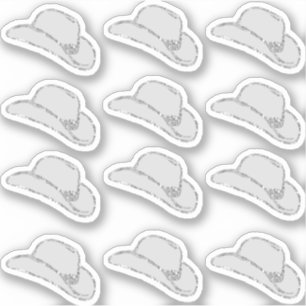 Pegatina Sombrero de vaquera con purpurina plateada femenin