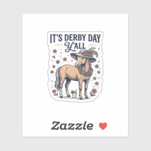 Pegatina Sombrero Floral de Caballo Derby Day Y’all