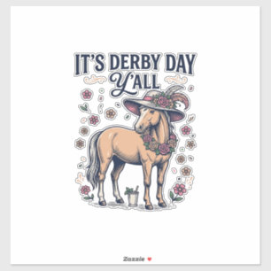 Pegatina Sombrero Floral de Caballo Día del Derby Y’all