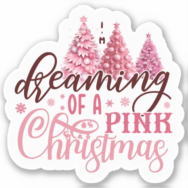 Pegatina Soñando con una Navidad Rosa (Anverso)