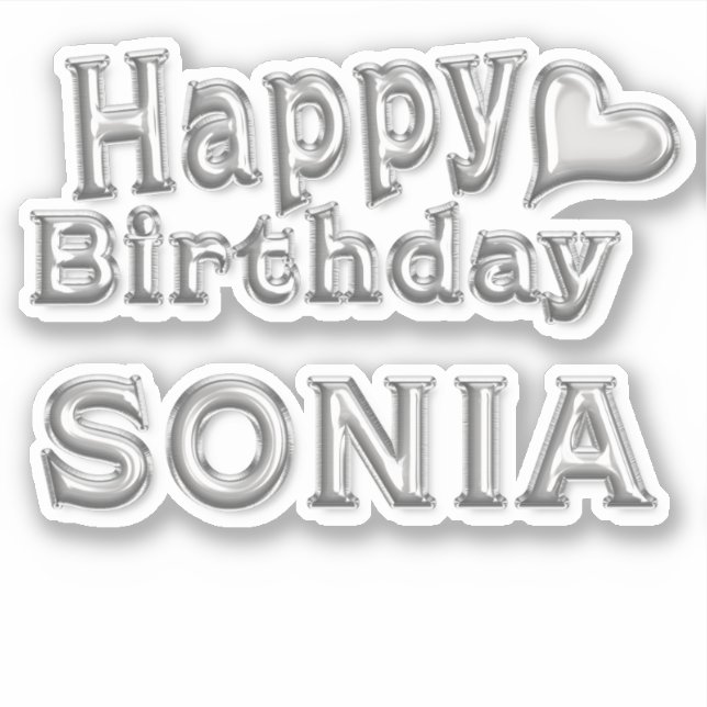 Pegatina Sonia Happy Birthday silver Aufkleber Sticker (Anverso)