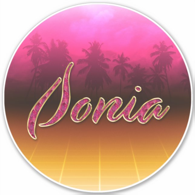 Pegatina Sonia Vorname Name golden pink Aufkleber Sticker (Anverso)