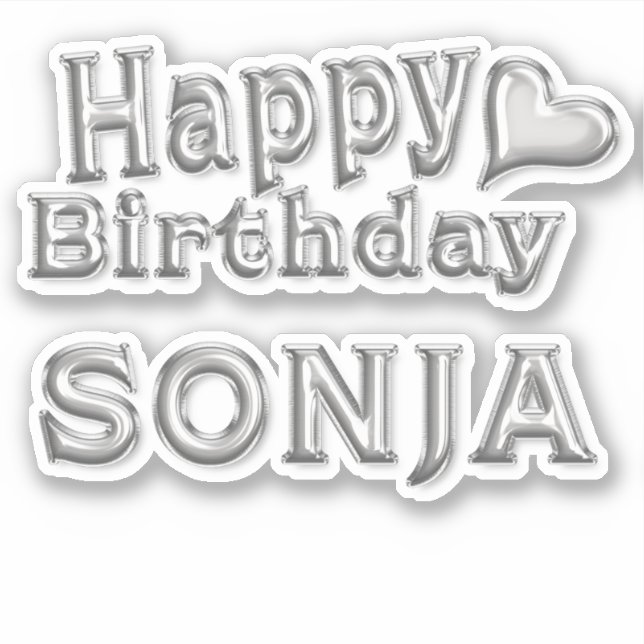 Pegatina Sonja Happy Birthday silver Aufkleber Sticker (Anverso)