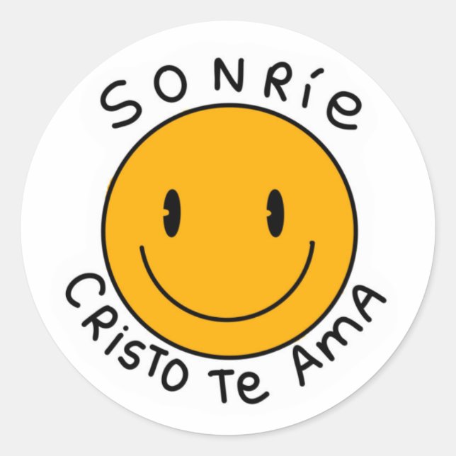 pegatina sonríe Cristo te ama (Anverso)
