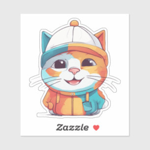 Pegatina Sonriente gato con Gorra Clipart-78199