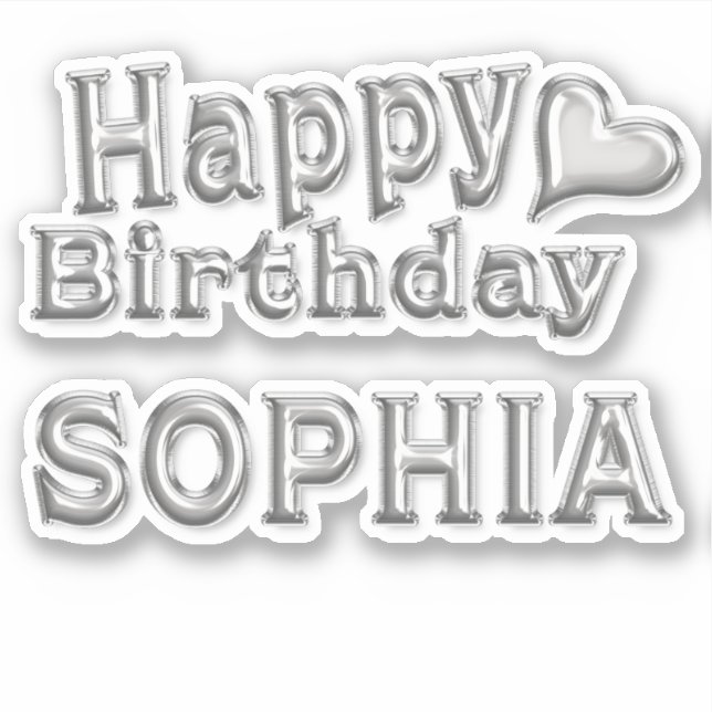 Pegatina Sophia Happy Birthday silver Aufkleber Sticker (Anverso)