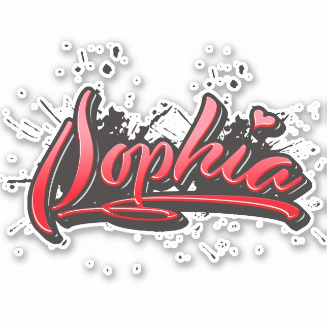 Pegatina Sophia red Heart Graffiti Aufkleber Sticker (Anverso)