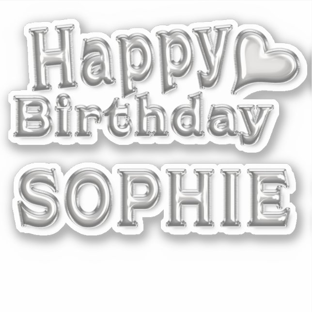 Pegatina Sophie Happy Birthday silver Aufkleber Sticker (Anverso)